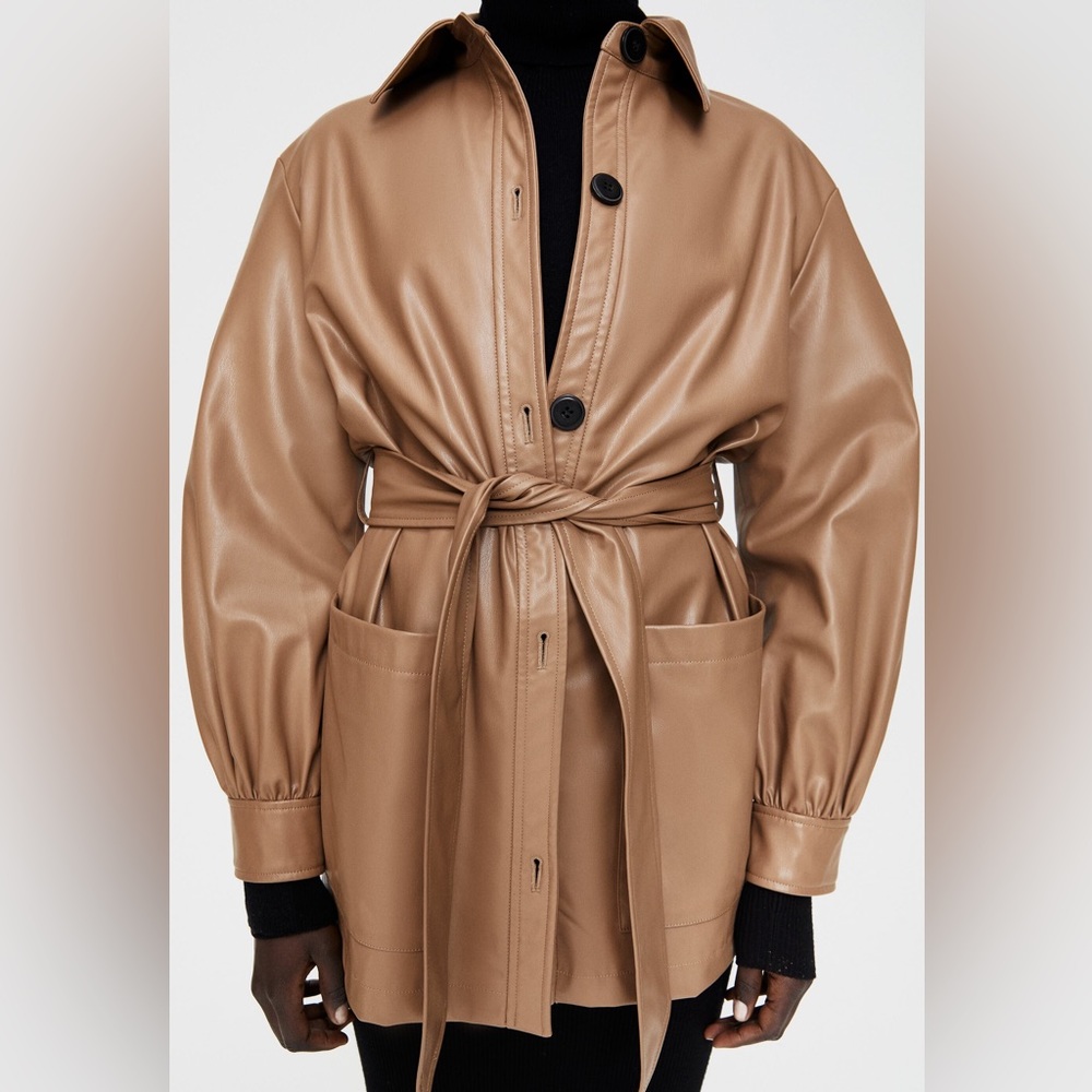 ZARA Faux Leather Belted Overshirt